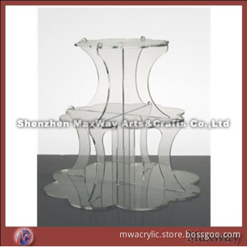 Transparent Finely Designed 3 Tiers Acrylic Cup Cake Display Stand Rack